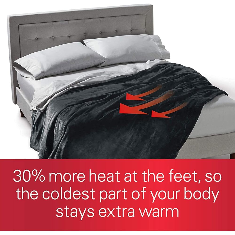 Sunbeam Electric Royal Luxe Microplush Reverse Sherpa Heated Blanket, 12 Heat Settings, 12-Hour Selectable Auto Shut-Off, Fast Heating, Warm and Cozy, Night Fog, King, 90
