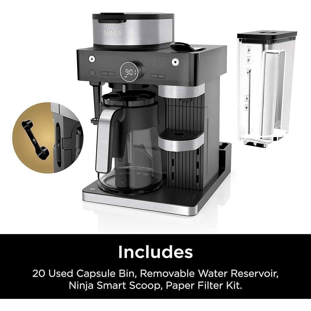 Ninja Espresso & Coffee Maker & Barista System, 3 Espresso Brew Styles, Single-Serve Coffee & Nespresso Capsule Compatible, Built-in Frother, Espresso, Cappuccino & Latte Maker, Black, CFN601: Home & Kitchen