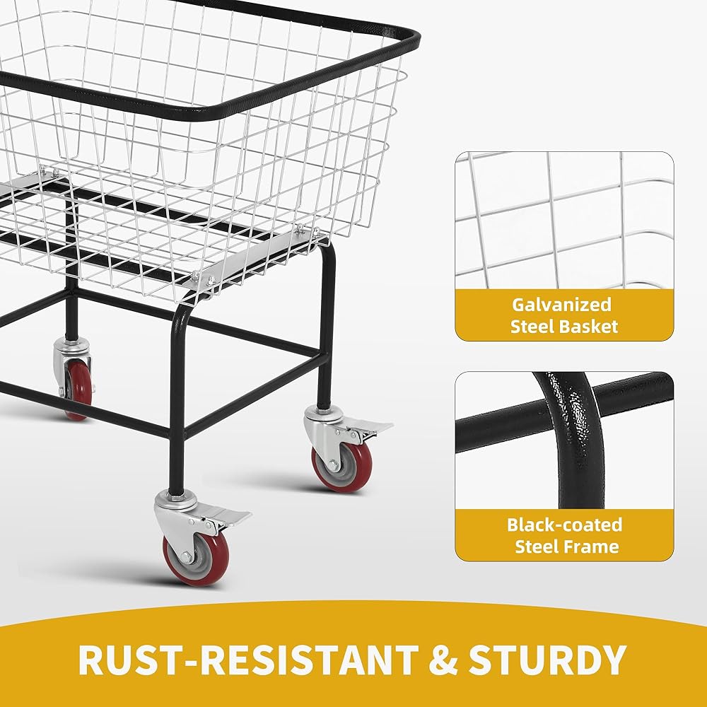 DWVO 4.5 Bushel Wire Laundry Cart with Wheels, Rolling Laundry Basket with Smooth Wheels, Metal Commercial Wire Laundries Basket Cart, Heavy-Duty Large Steel Bin for Clothes Storage & Organization : Home & Kitchen