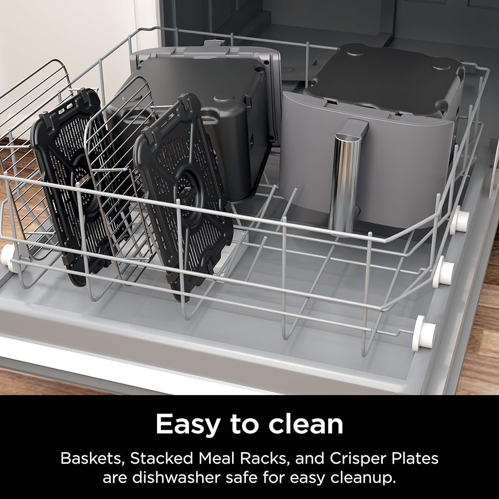 Ninja Air Fryer, 10QT DoubleStack XL 2-Basket, Compact Design, Cooks 5lb Whole Chicken, Feeds Up to 8 People, 6-in-1 Air Fryer, Roast, Bake & More, Easy to Clean, Dishwasher Safe Parts, Grey, SL401 : Home & Kitchen