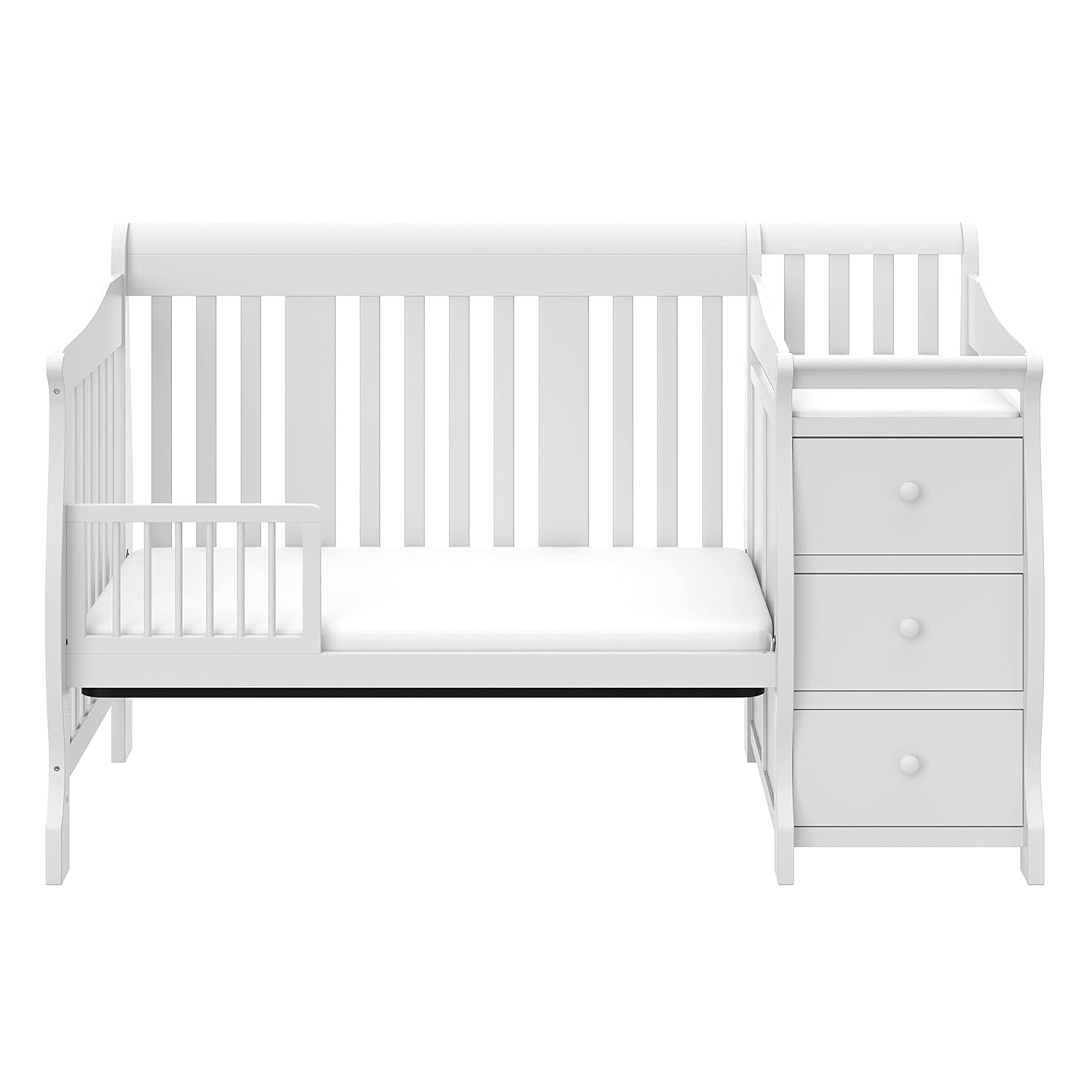 Storkcraft Portofino All-in-One Convertible Crib & Changer (White) – GREENGUARD Gold Certified, Fits Standard Crib Mattress, Converts to Toddler Bed and Full Bed, 4 Adjustable Mattress Heights : Baby