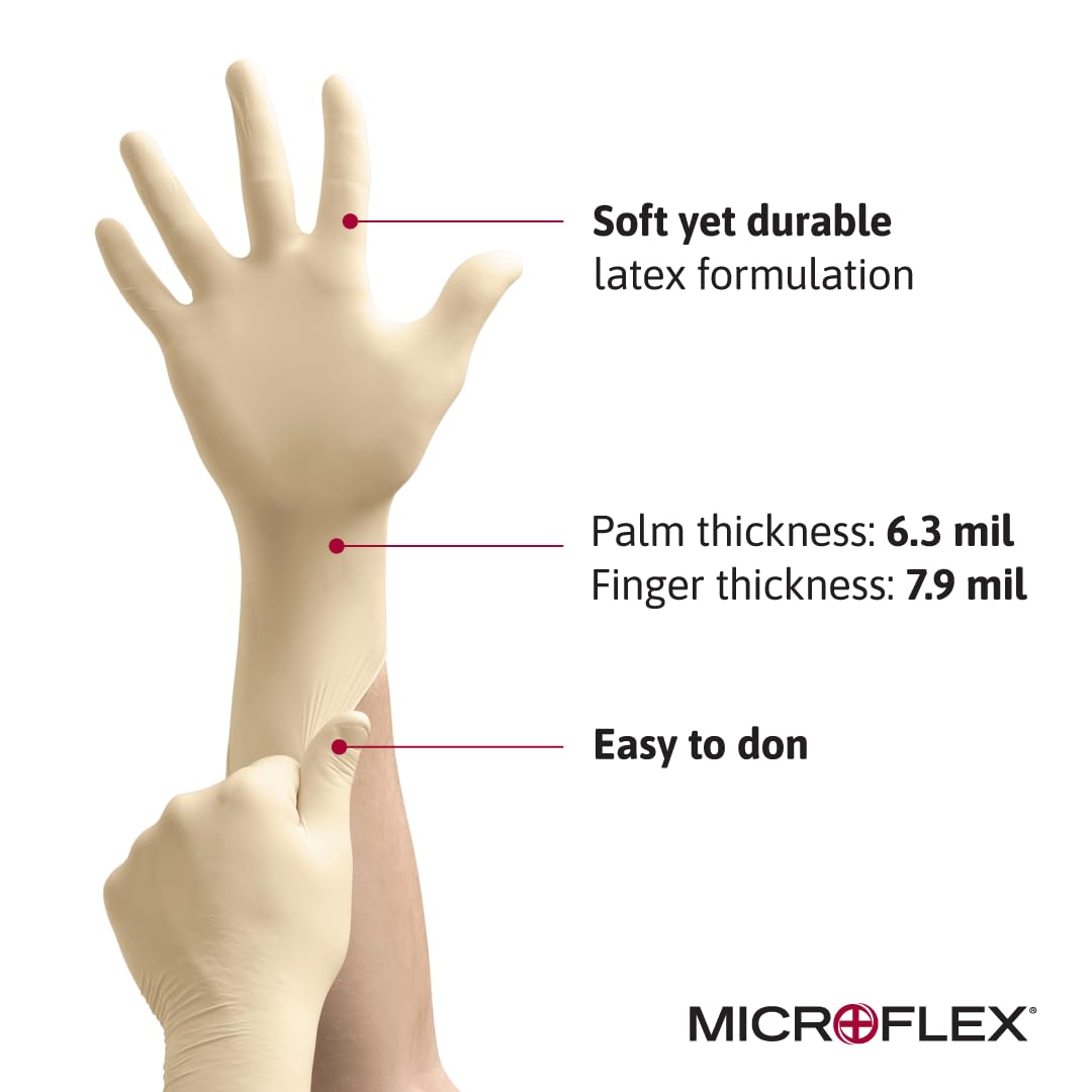 Ansell MICROFLEX Diamond Grip MF-300 Disposable Latex Gloves for Automotive, Healthcare, Machinery Industries - Large, Natural (Case of 1000): Science Lab Controlled Environment Gloves: Industrial & Scientific