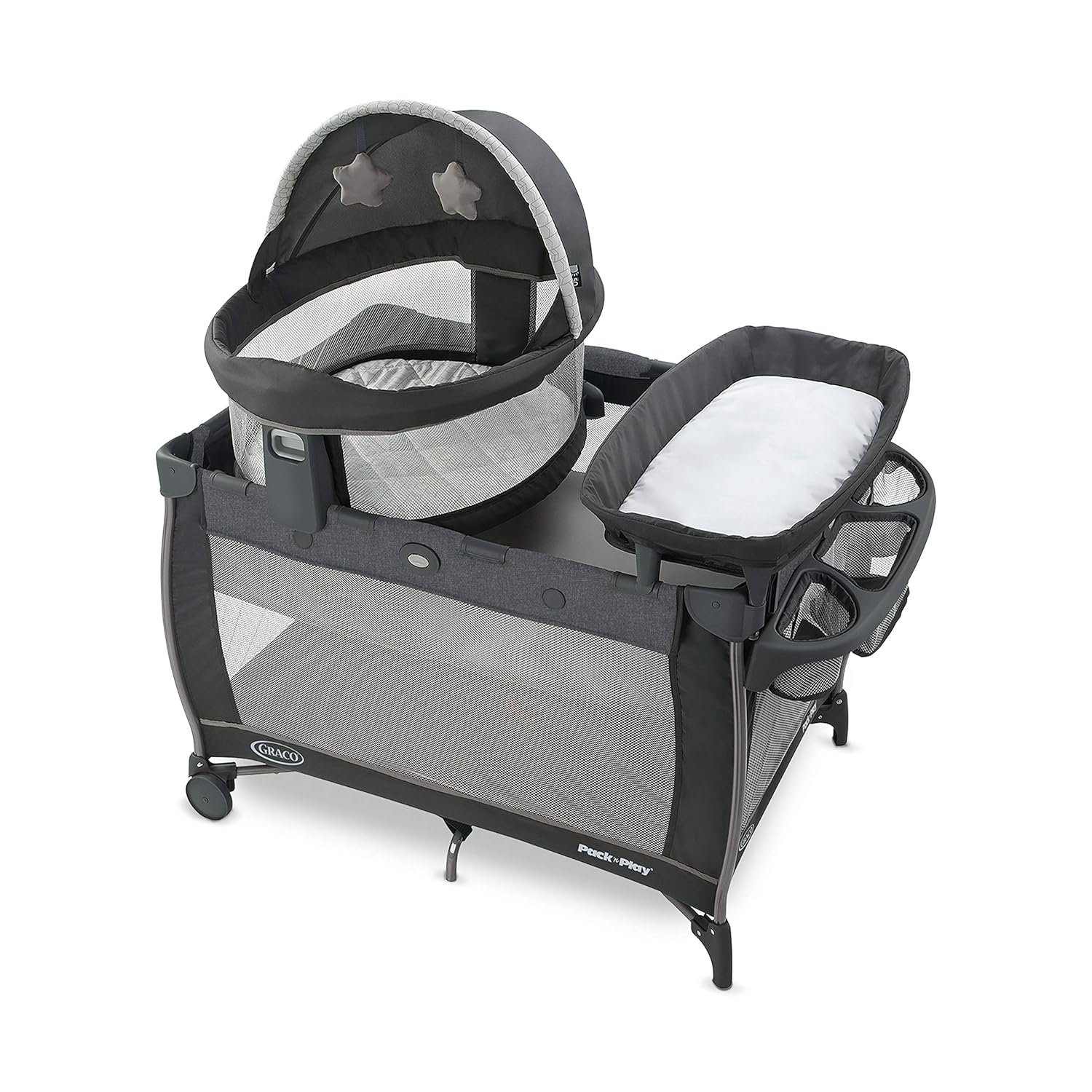 : Graco Pack n Play Dome LX Playard with Baby Bassinet, Lightweight Portable Crib, Push-Button Fold Travel Crib, Redmond, Convertible : Baby