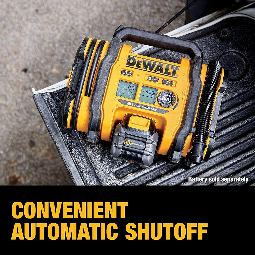 DEWALT Tire Inflator Portable Air Compressor 20V MAX, Air Pump with Automatic Shut Off, LED Light, Tool Only (DCC020IB) : Tools & Home Improvement