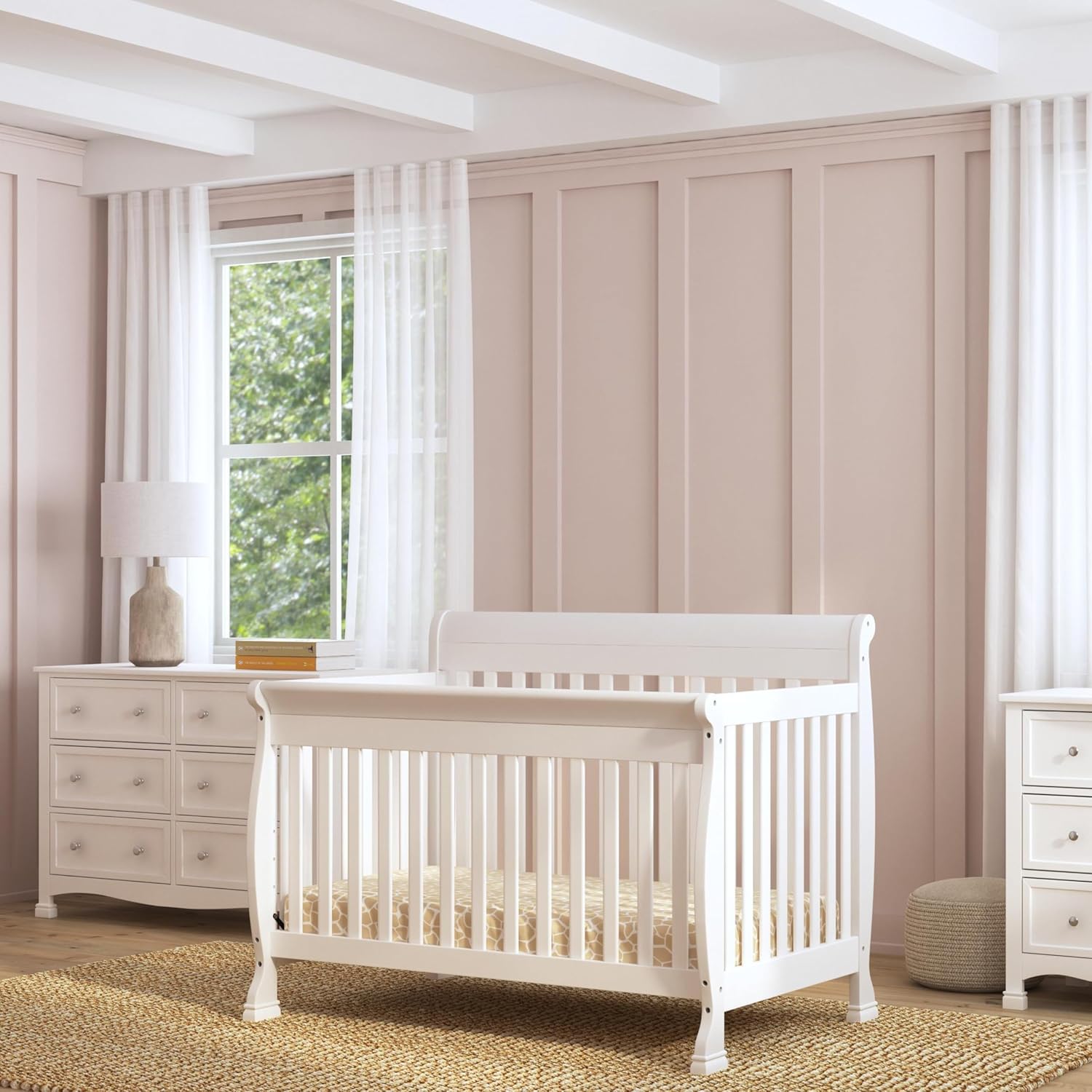 : DaVinci Kalani 4-in-1 Convertible Crib in White, Greenguard Gold Certified : Baby Crib : Baby