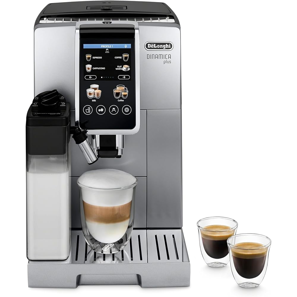 De'Longhi Dinamica Plus Fully Automatic Espresso Machine - Brew Personalized Coffee for up to 4 User Profiles, 24+ Recipes, Built in Grinder & Automatic Milk Steam Wand with 3 Frother Modes: Home & Kitchen