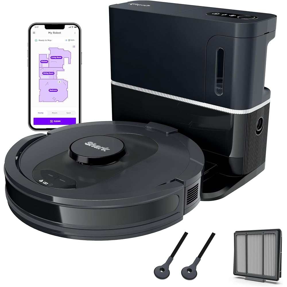 - Shark AV2501S AI Ultra Robot Vacuum, with Matrix Clean, Home Mapping, 30-Day Capacity HEPA Bagless Self Empty Base, Perfect for Pet Hair, Wifi, Dark Grey