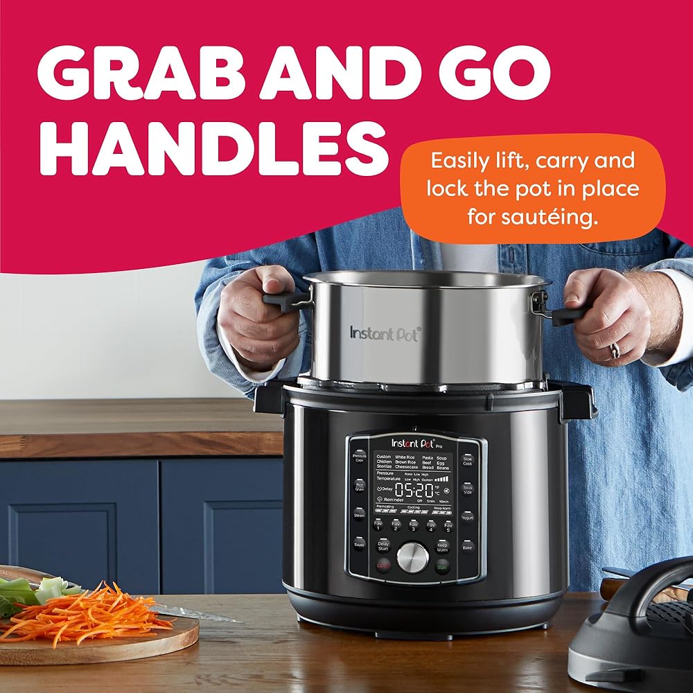 Instant Pot Pro (8 QT) 10-in-1 Pressure Cooker, Slow Cooker, Rice/Grain Cooker, Steamer, Sauté, Sous Vide, Yogurt Maker, Sterilizer, and Warmer, Includes App With Over 800 Recipes, Black: Home & Kitchen