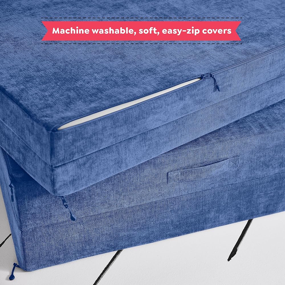 Yourigami Kids and Toddler Play Couch, Convertible Folding Sofa, Durable Foam Modular Design, Sapphire Caves XL : Home & Kitchen