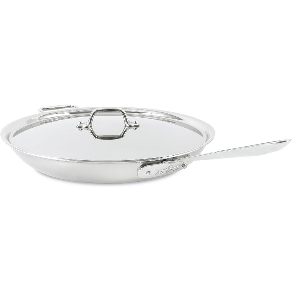 All-Clad D5 5-Ply Brushed Stainless Steel Fry Pan With Lid, 14 Inch, Compatible With Any Stovetop Including Induction, Oven Broiler Safe 600F, Pots and Pans, Frying Pan, Skillet, Cookware, Silver: Home & Kitchen