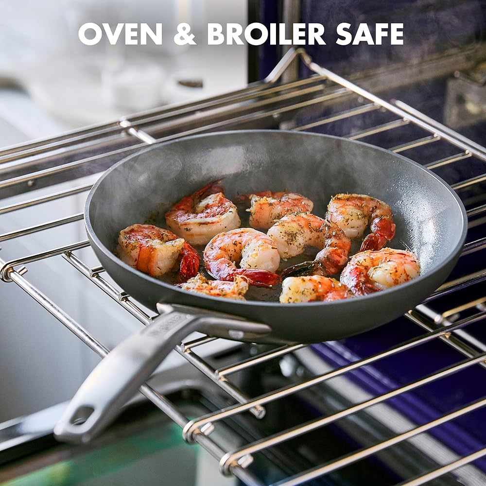 GreenPan Paris Pro Hard Anodized Healthy Ceramic Nonstick, 11 Piece Cookware Pots and Pans Set with Stainless Steel Lids, PFAS-Free, Dishwasher Safe, Grey: Home & Kitchen