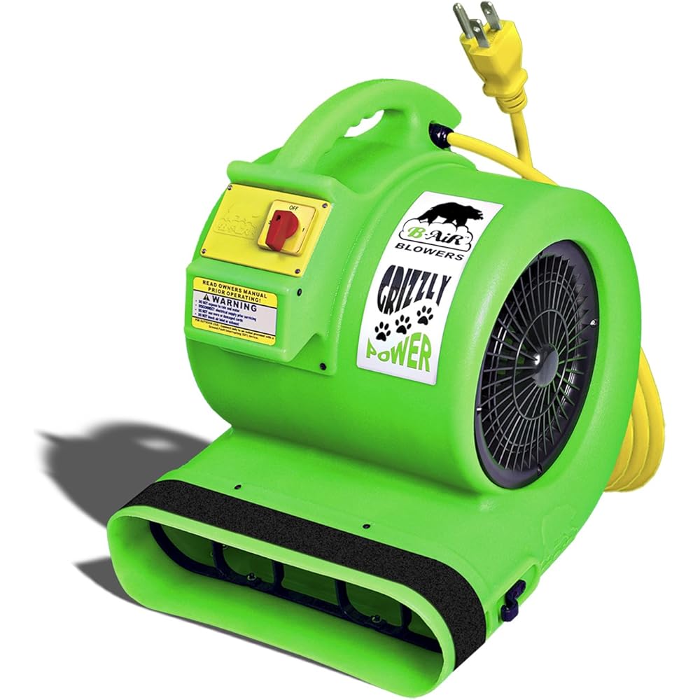 B-Air Grizzly Gp-1 1 HP Air Grizzly Mover Carpet Dryer Floor Fan for Water Damage Restoration Equipment & Pet Cage Dryer Green : Industrial & Scientific