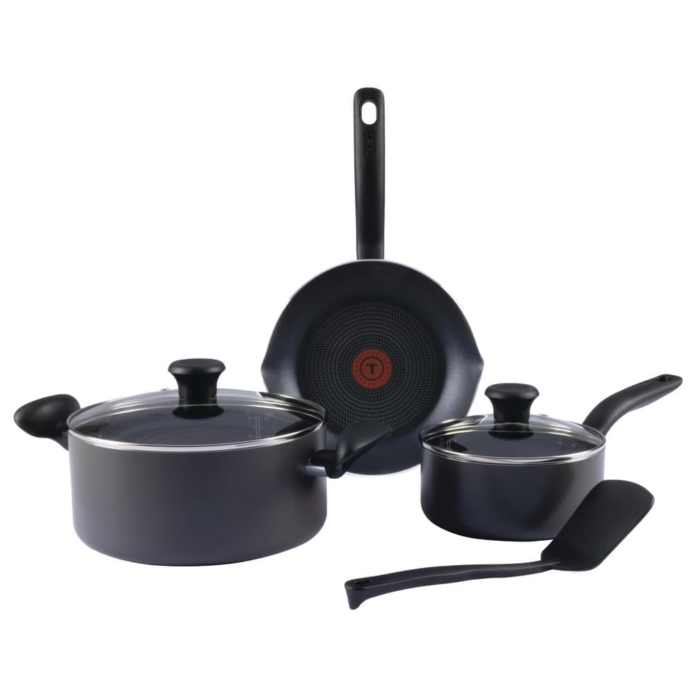 T-fal Initiatives Nonstick Cookware Set 6 Piece Oven Safe 350F Cookware, Pots and Pans, Oven, Broil, Dishwasher Safe Gray: Home & Kitchen