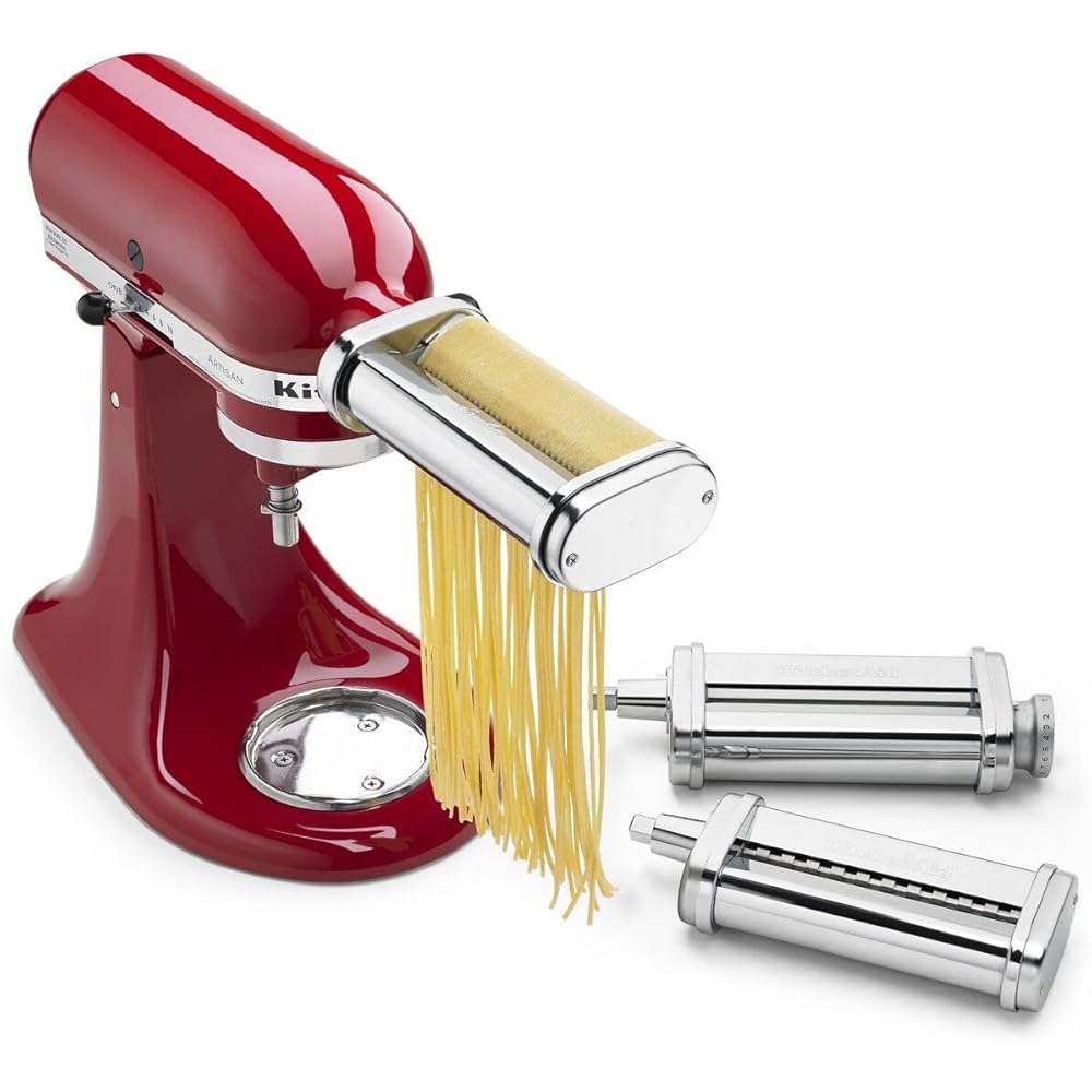 KitchenAid KSMPRA Stand Mixer Attachment Pasta Roller & Cutter, 3-Piece Set, Stainless Steel: Home & Kitchen