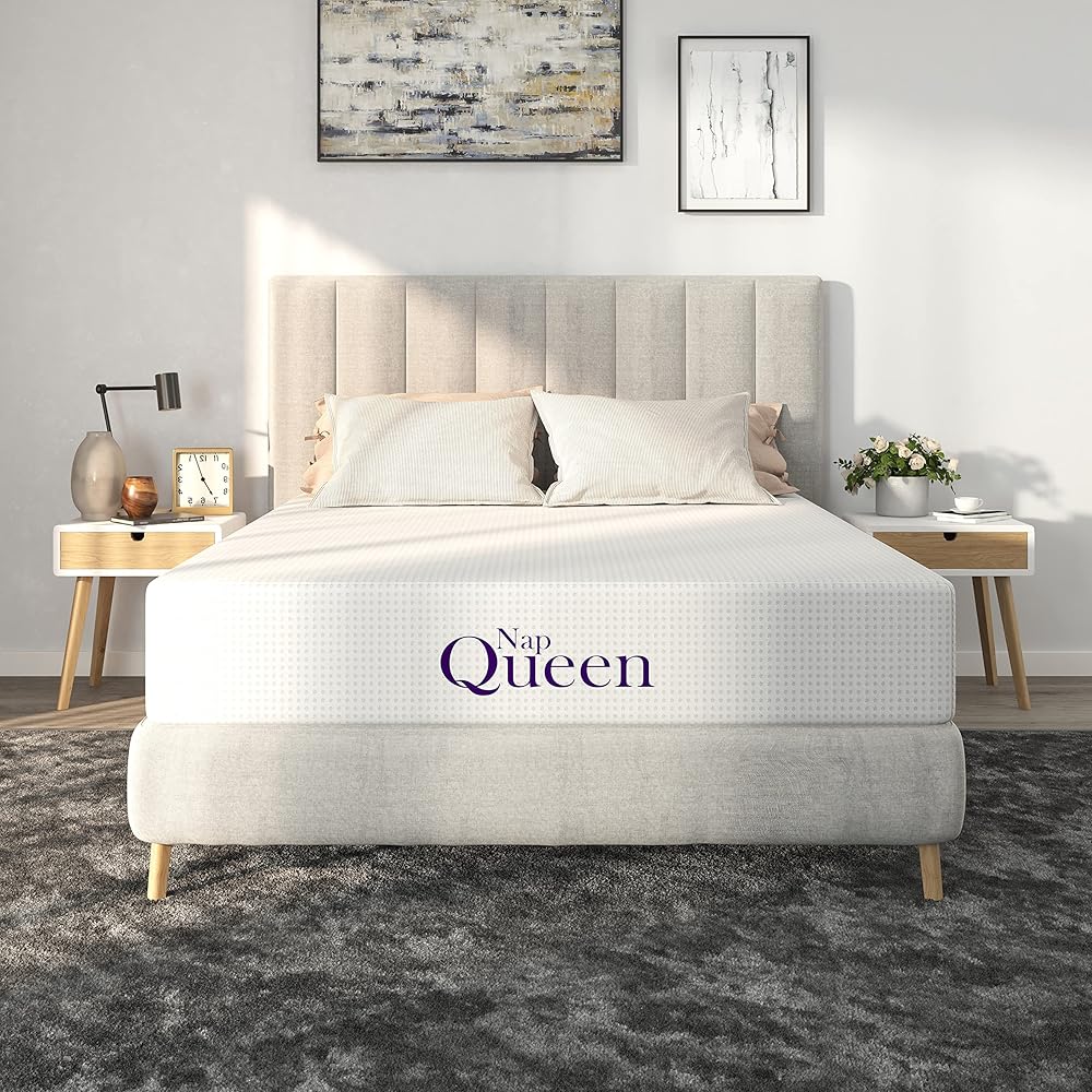 NapQueen 8 Inch Queen Size Mattress, Bamboo Charcoal Memory Foam Mattress, Bed in a Box, White : Home & Kitchen