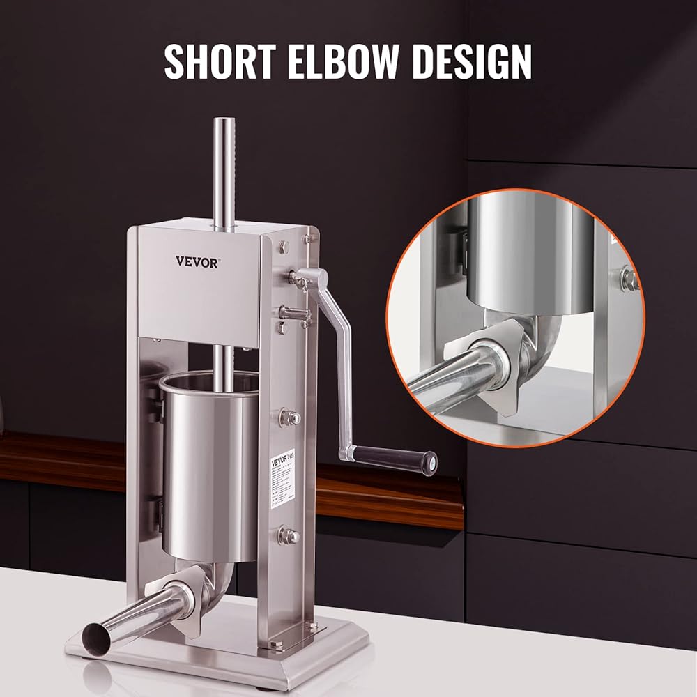 VEVOR Sausage Stuffer, Manual 7LB/3L Capacity, Two Speed 304 Stainless Steel Sausage Filling Machine with 4 Stuffing Tubes, Silver : Home & Kitchen