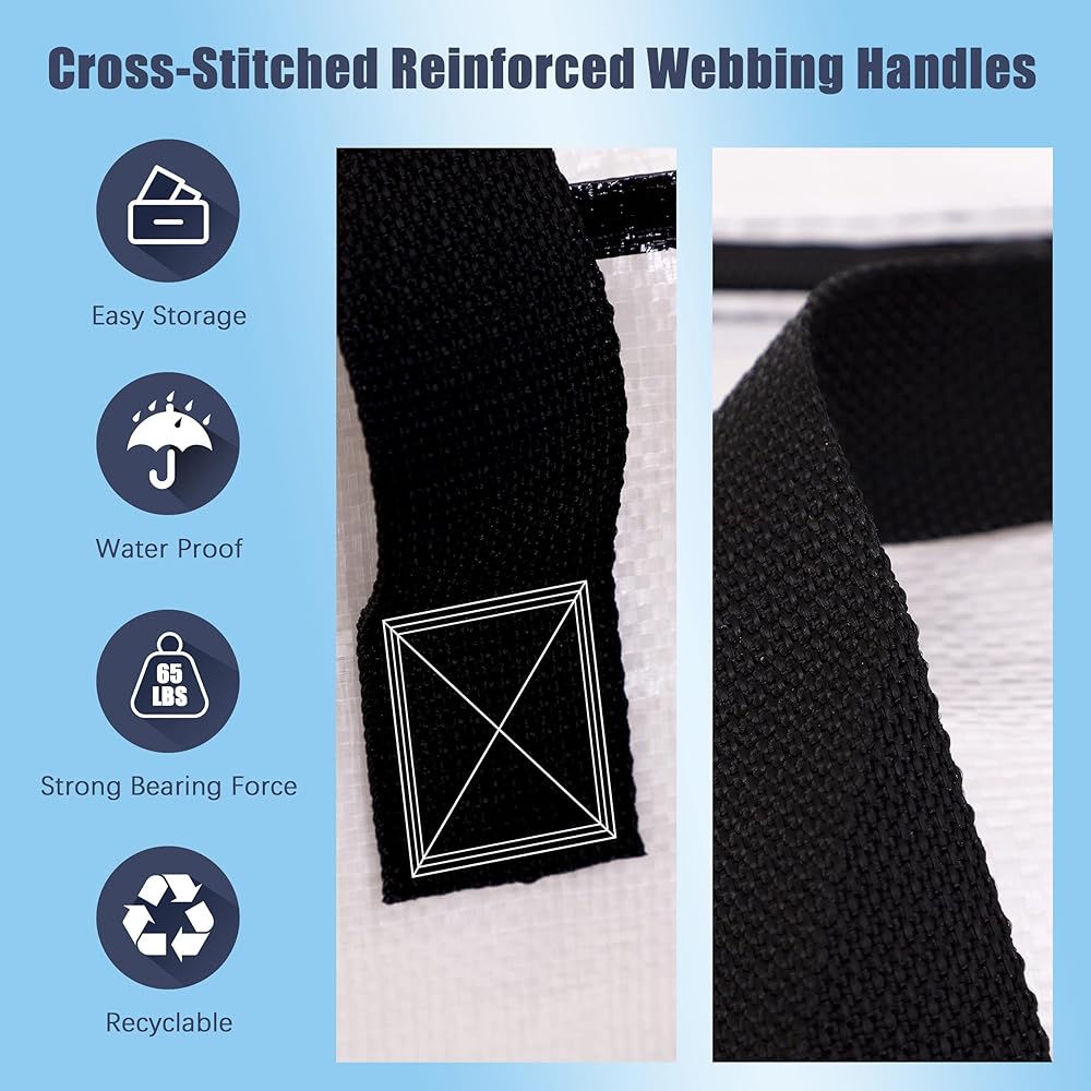 HOMESURE 8 Pack Large Strong Moving Bags with Zippers & Carrying Handles - Water-Resistant - Heavy Duty Storage Tote for Space Saving, Fold Flat, Alternative to Moving Box (Semi-Transparent) : Home & Kitchen