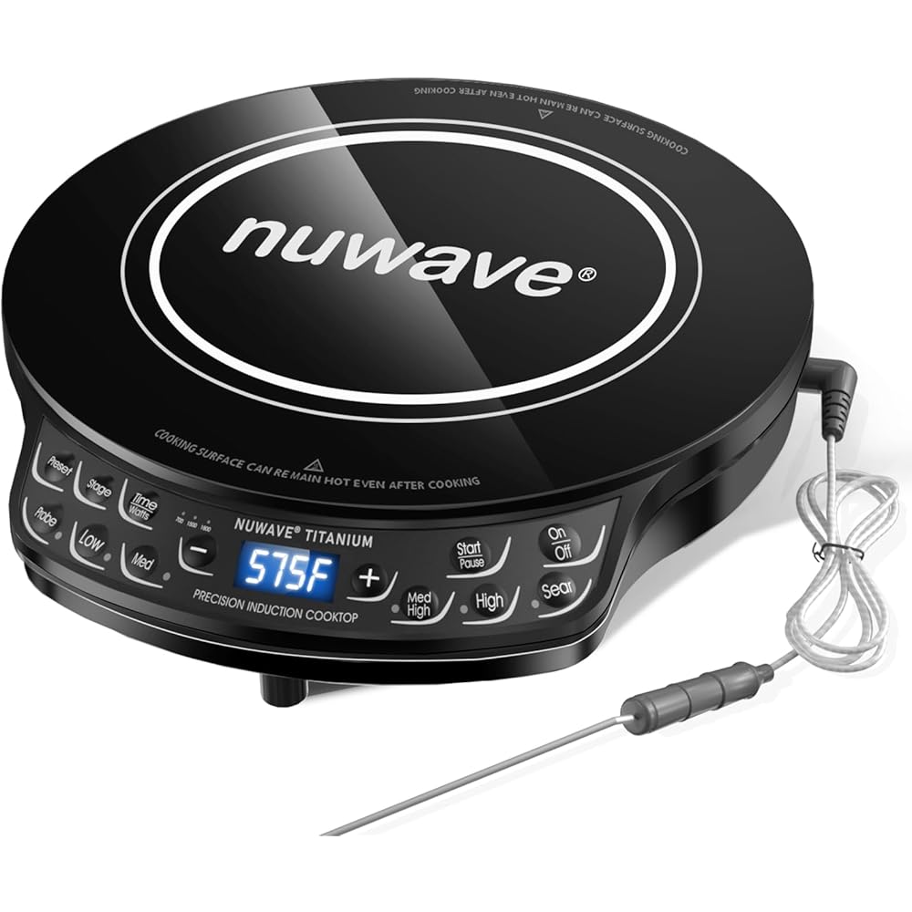 Nuwave Induction Cooktop, Improved Hot Plate with Digital Probe , 106 Temps 100°F-575°F, 3 Watt Settings, Portable Induction Burners for Cooking: Home & Kitchen
