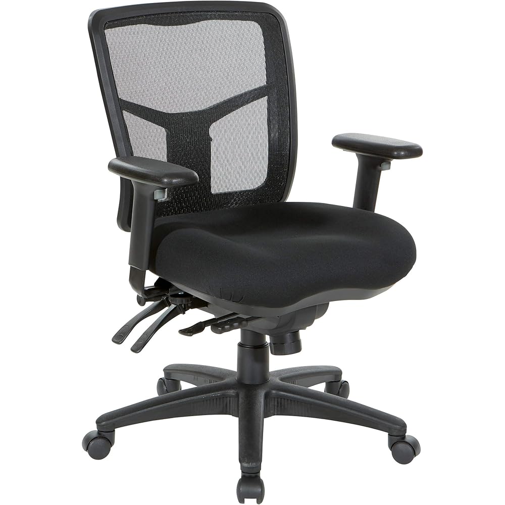 Office Star ProGrid Breathable Mesh Manager's Office Chair with Adjustable Seat Height, Multi-Function Tilt Control and Seat Slider, Mid Back, Coal FreeFlex Fabric : Home & Kitchen