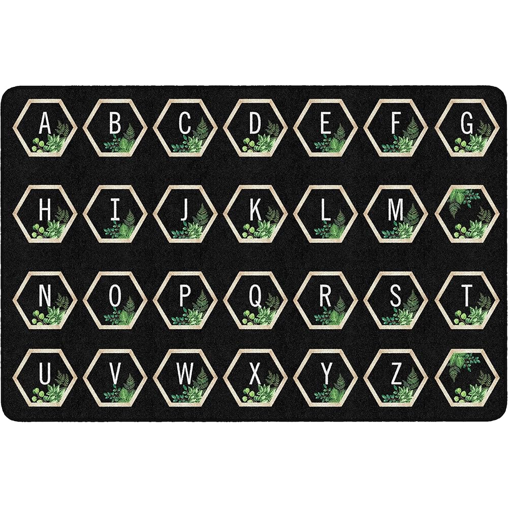 Flagship Carpets Schoolgirl Style Simply Boho Abc's Criss Cross Applesauce Classroom Area Rug for Indoor Classroom Learning or Kid Bedroom Educational Play Mat, 7'6