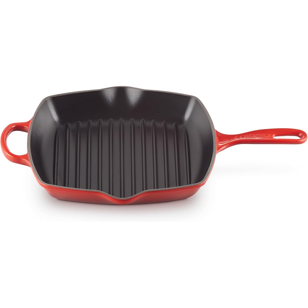 Le Creuset Enameled Cast Iron Signature Square Skillet Grill, 10.25