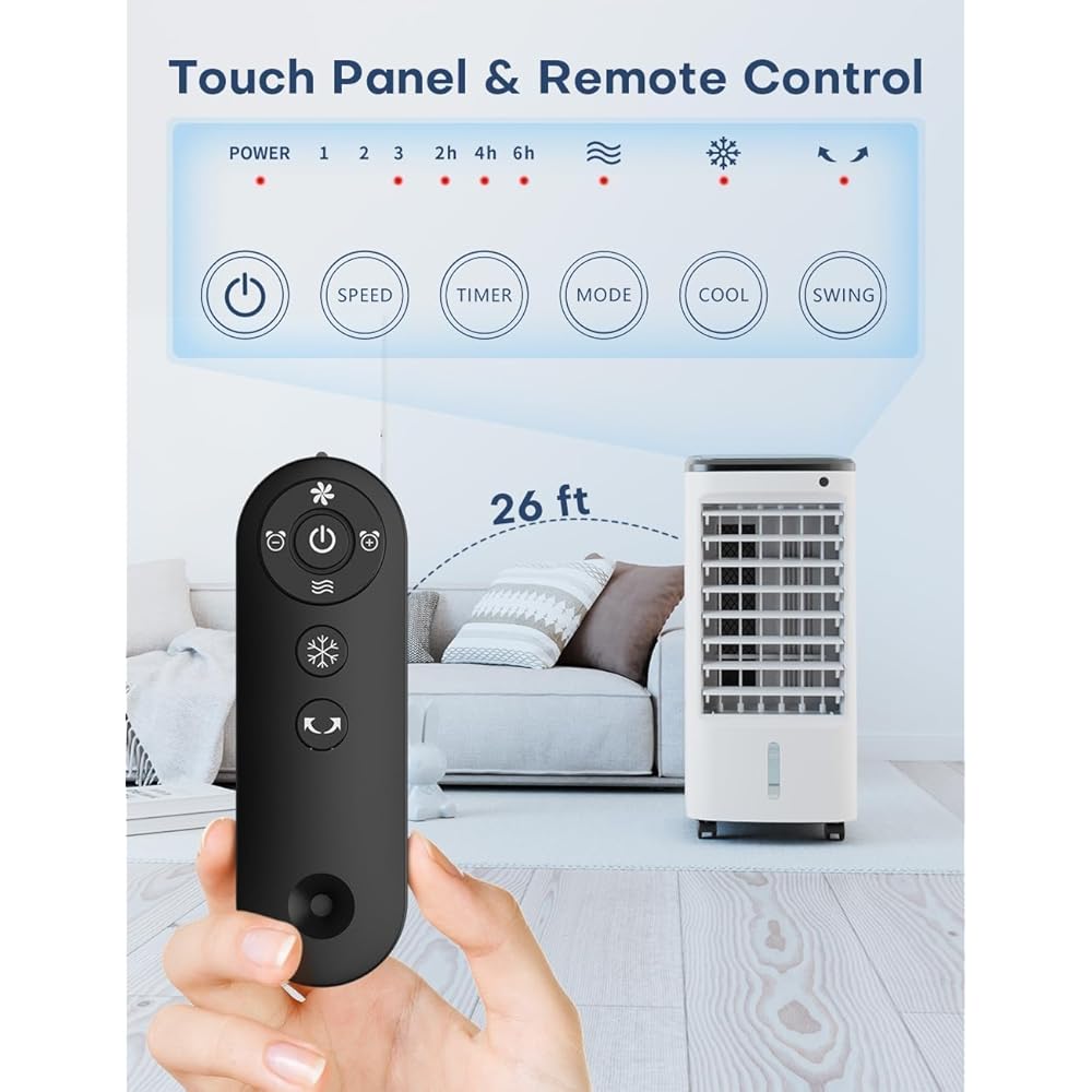 CENSTECH Windowless Air Conditioner with 5 Ice Packs, 3 Modes & 3 Speeds Swamp Cooler Air Conditioner, 12H Timer, 4L Tank for 24H Cooling, Remote, Dual Tank Portable Air Conditioners No Windows Needed : Home & Kitchen