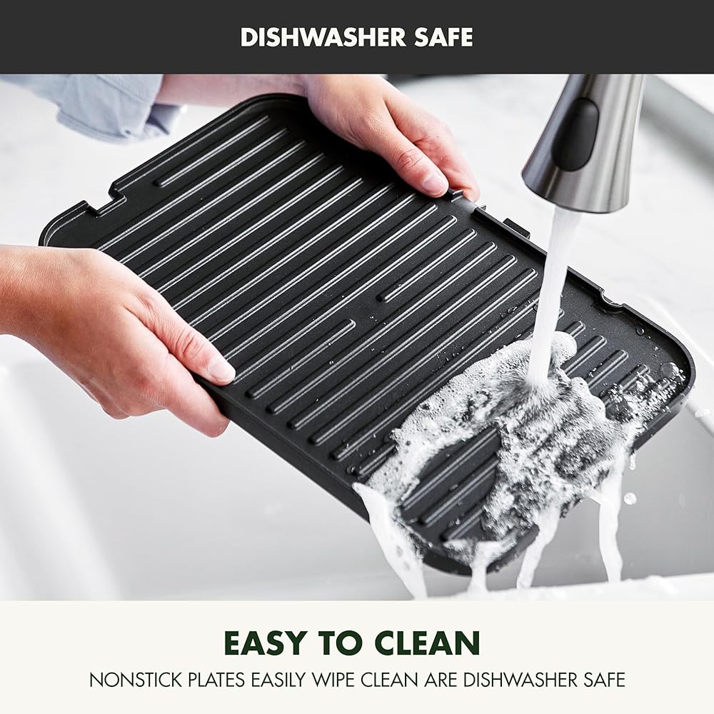 GreenPan 6-in-1 Multifunction Removable Plate Indoor Grill & Electric Griddle, Diamond Infused PFAS Free Ceramic Nonstick Reversible Plates, Opens Flat, Adjustable Temp, Panini Press, Black: Home & Kitchen