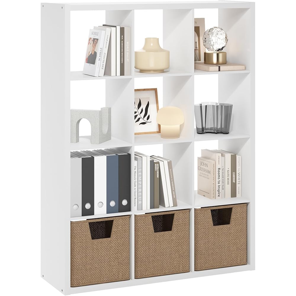 Furinno Cubicle Open Back Decorative Cube Storage Organizer, 12-Cube, White : Home & Kitchen