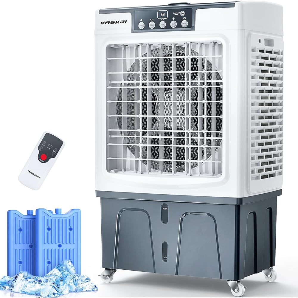 Evaporative Cooler, VAGKRI 2100CFM Air Cooler, 120°Oscillation Swamp Cooler with Remote Control, 24H Timer, 3 Wind Speeds for Outdoor Indoor Use,8 Gallon : Home & Kitchen