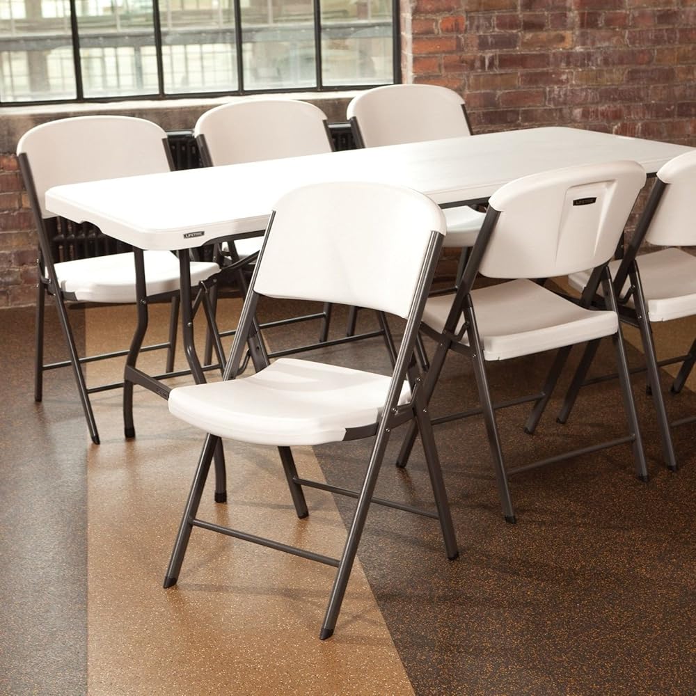 Lifetime 42804 Commercial Grade Folding Chair, 4 Pack, White Granite : Home & Kitchen