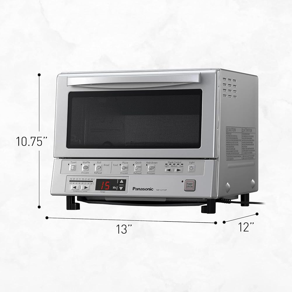 Panasonic FlashXpress Toaster Oven Countertop, 4-Slice Compact Size with Double Infrared Heating, 6 Auto Cook Options and Precise Temperature Control, 1300W - NB-G110P (Silver): Home & Kitchen