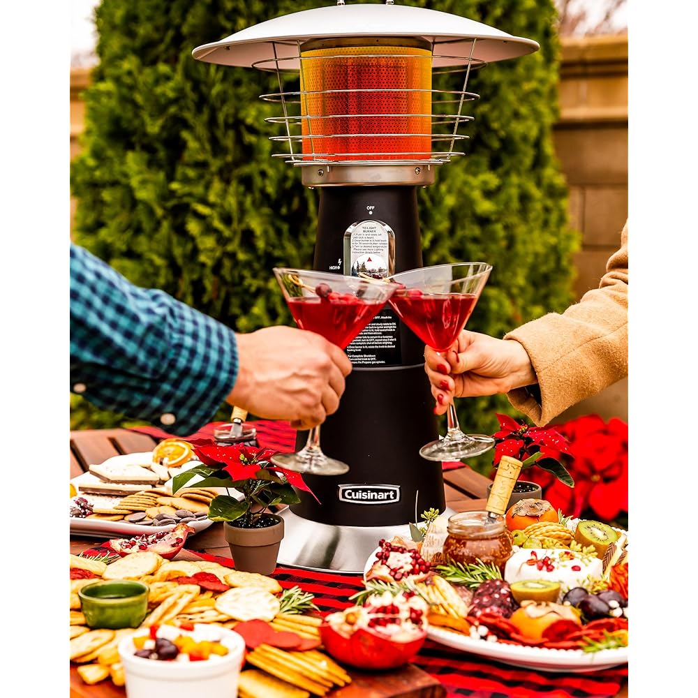 Cuisinart Portable Tabletop Patio Heater, 11,000 BTU Outdoor Propane Heater with Safety Tilt Switch and Adjustable Heat, Burner Screen Guard, 30 sq. Foot Heat Range, Black : Home & Kitchen