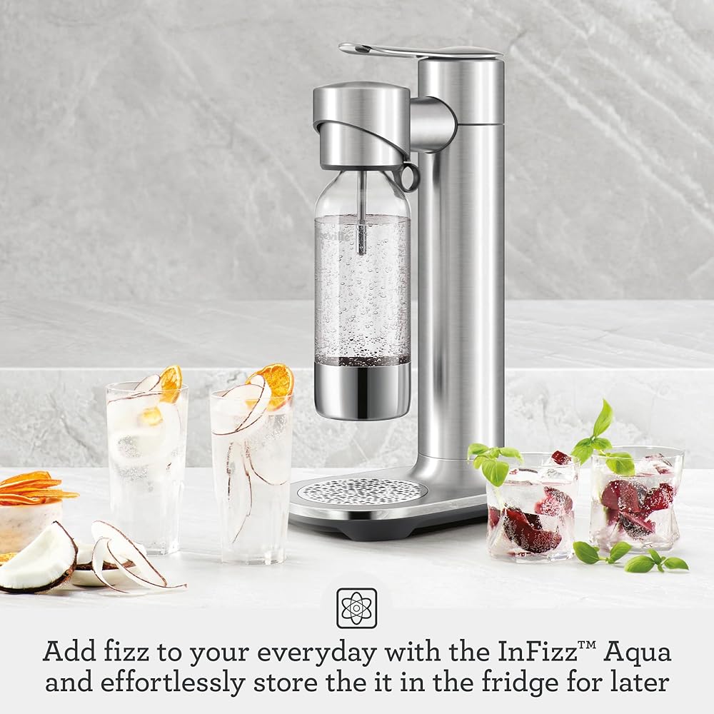 Breville BCA600BSS InFizz Aqua Sparkling Water Maker, Brushed Stainless Steel: Home & Kitchen