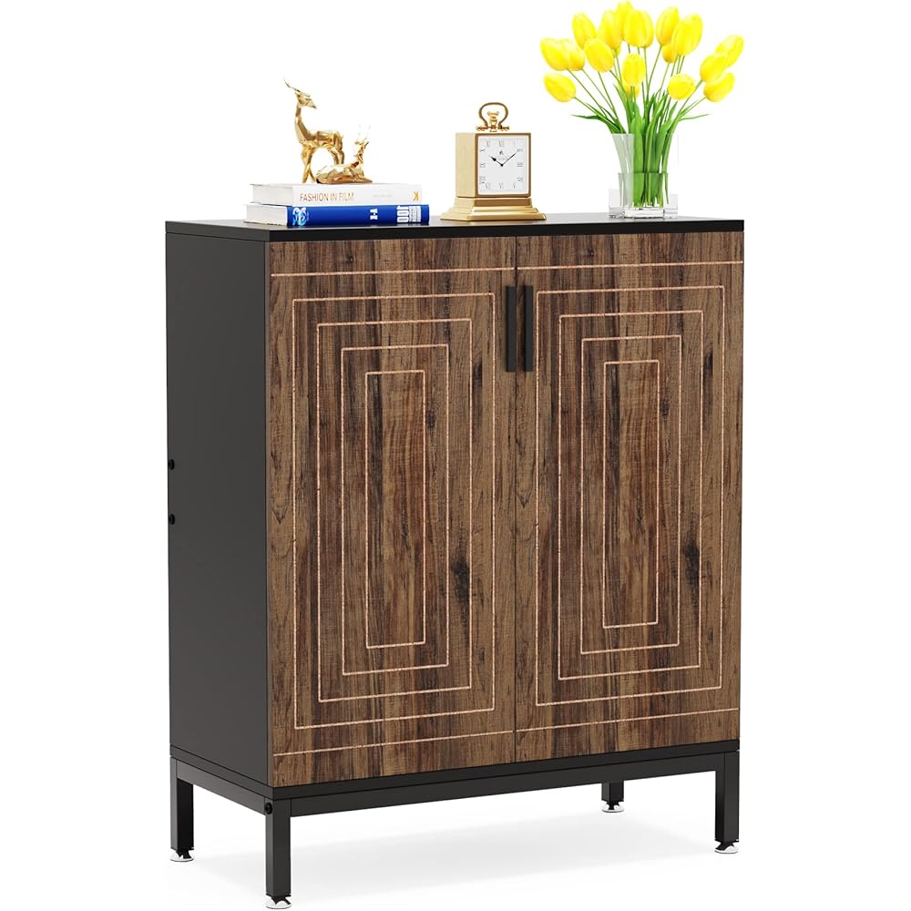 LITTLE TREE Shoe Cabinet with Doors, 20 Pairs Entryway Shoe Storage Cabinet Modern Storage Organizer for Closet, Living Room, Bedroom (Brown/Black) : Home & Kitchen