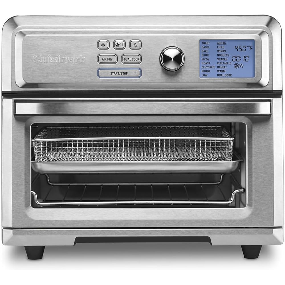 Cuisinart Air Fryer Toaster Oven, Digital Display, 1800 Watt Air Fryer Toaster Oven Combo with Adjustable Temperature and Controls, Stainless Steel Small Kitchen Appliance, TOA-65,Silver : Home & Kitchen