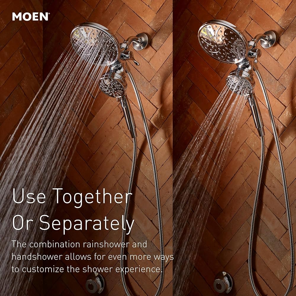 Moen Engage Matte Black 2.5 GPM Handheld Showerhead and Rain Shower 2-in-1 Combo Featuring Magnetic Docking System and Metal Hose, 26009BL