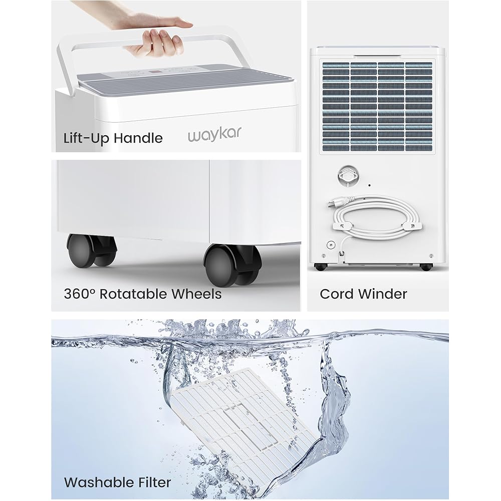 - Waykar 120 Pint Energy Star Dehumidifier for Home, Basement, Large Rooms up to 6,000 Sq. Ft. - Auto Defrost, Ultra Quiet(40 dB), Auto Comfort Mode, with Drain Hose & Water Tank