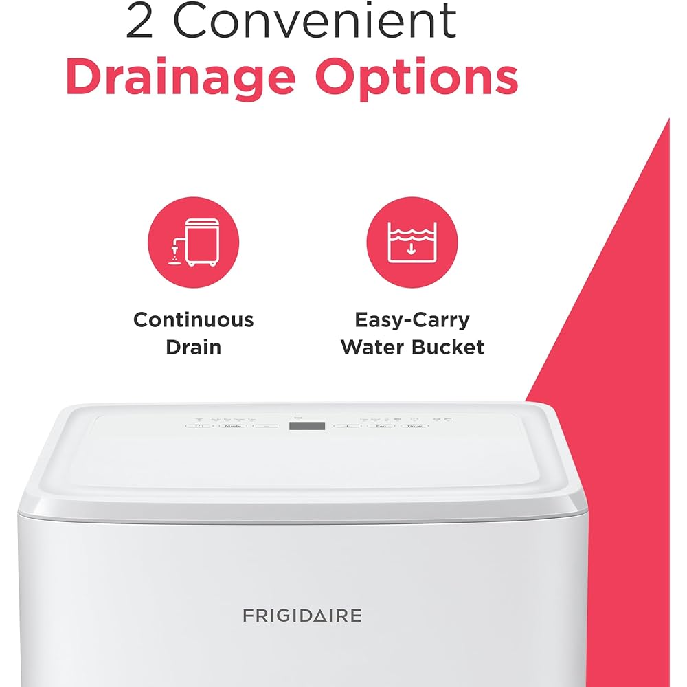 - Frigidaire 50-Pint Portable Dehumidifier with Wi-Fi and Energy Star Certification for Medium/Large Rooms & Basements, Custom Humidity Control, Auto Shut Off, White