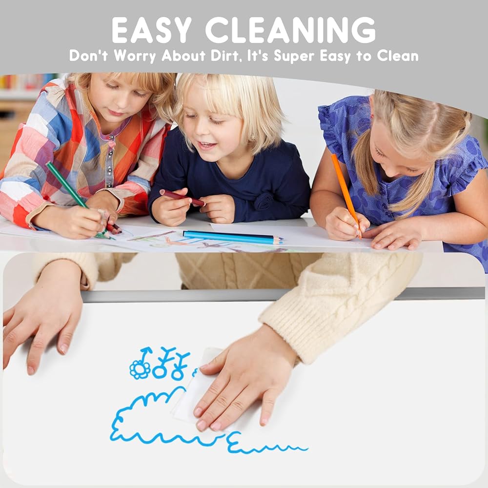 JIAOQIU Kids Table and Chair Set for Toddlers - Adjustable Activity Center with Non-Slip Legs & Graffiti-Proof Surface Ages 3-12 : Home & Kitchen