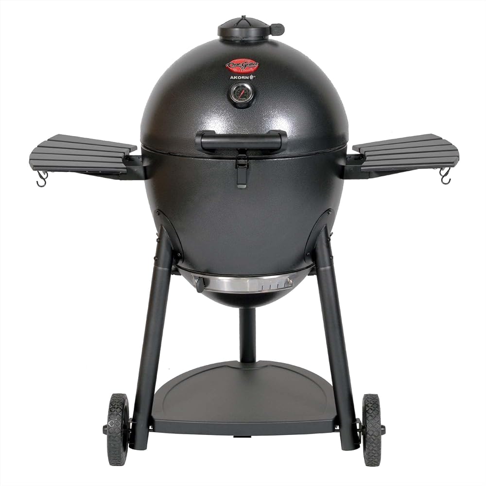 Char-Griller® AKORN® Kamado Charcoal Grill and Smoker with Cast Iron Grates, Warming Rack and Locking Lid with 445 Cooking Square Inches in Graphite, Model E16620 : Patio, Lawn & Garden