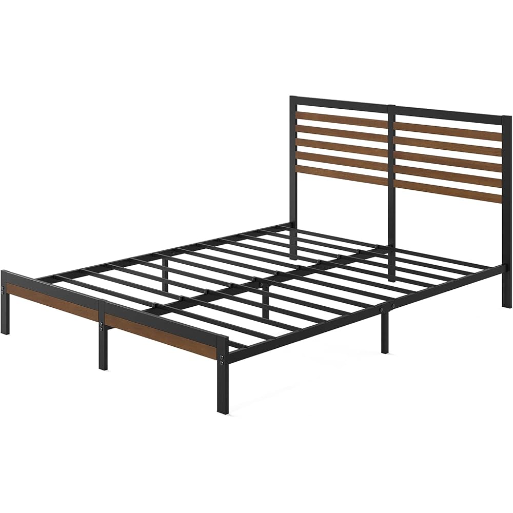 ZINUS Kai Bamboo and Metal Platform Bed Frame with Headboard, No Box Spring Needed, Easy Assembly, Queen, Brown