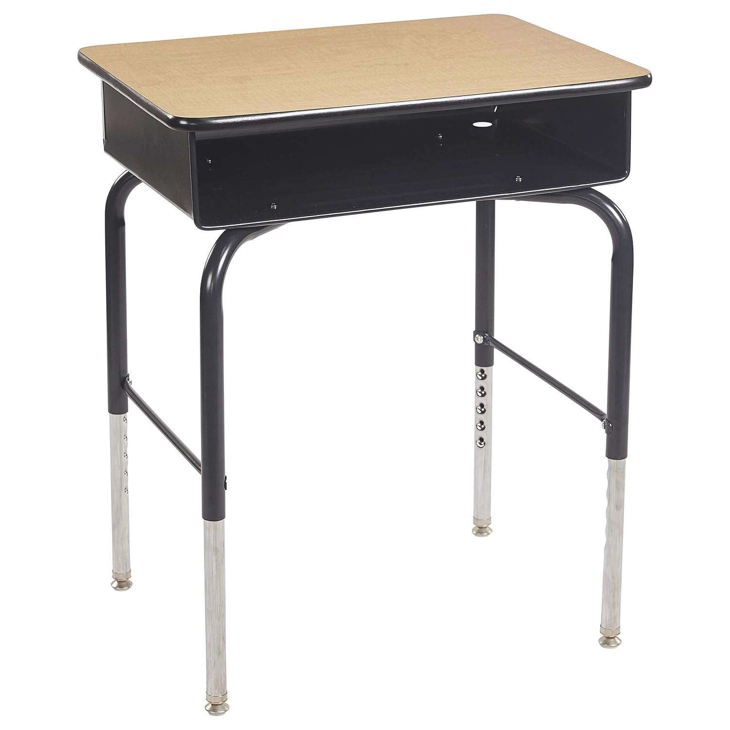 ECR4Kids Open Front Desk with Metal Storage Book Box, Adjustable, Classroom Furniture, Maple/Black : Home & Kitchen