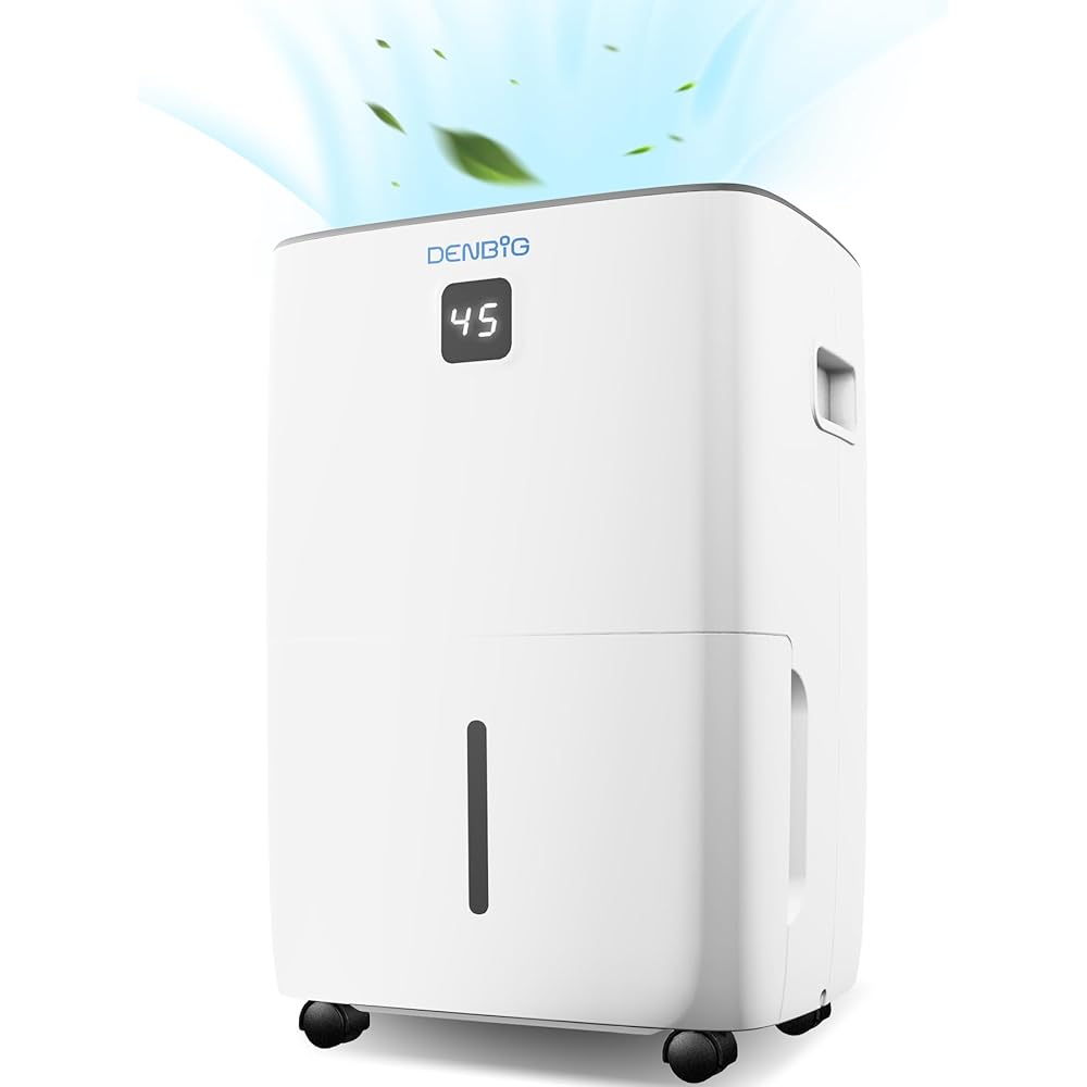 - DENBIG 35 Pints Dehumidifier for Spaces up to 2,500 Sq. Ft at Home, with Reusable, Washable Air Filter, 1.05 Gal Water Tank and Drain Hose, for Large & Medium Rooms, Basements, Bedroom
