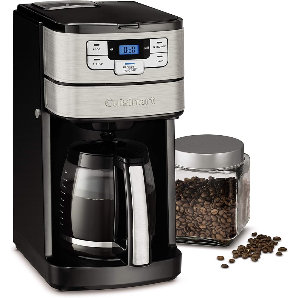 Cuisinart Automatic Grind and Brew 12-Cup Coffeemaker with 1-4 Cup Setting and Auto-Shutoff, Black/Stainless Steel, DGB-400NAS: Home & Kitchen