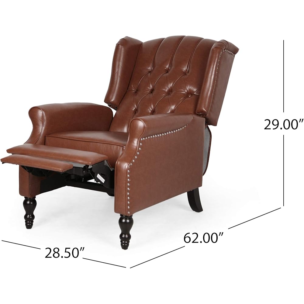 Christopher Knight Home Randy Contemporary Tufted Recliner, Cognac Brown, Dark Brown 62D x 28.5W x 29H Inch : Home & Kitchen
