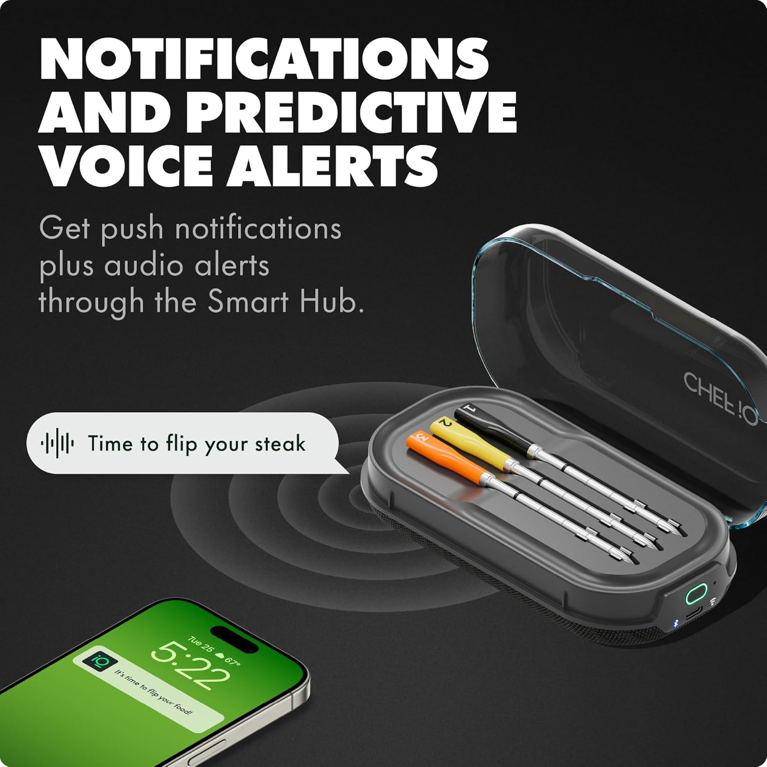 CHEF iQ Sense [2025 Model] | Smart Wireless Meat Thermometer | 3 Ultra-Thin Probes | WiFi Unlimited Range | 1000°F Heat Safe | 5 Sensors | BBQ, Grill, Oven, Smoker, Air Fryer | Gen3: Home & Kitchen