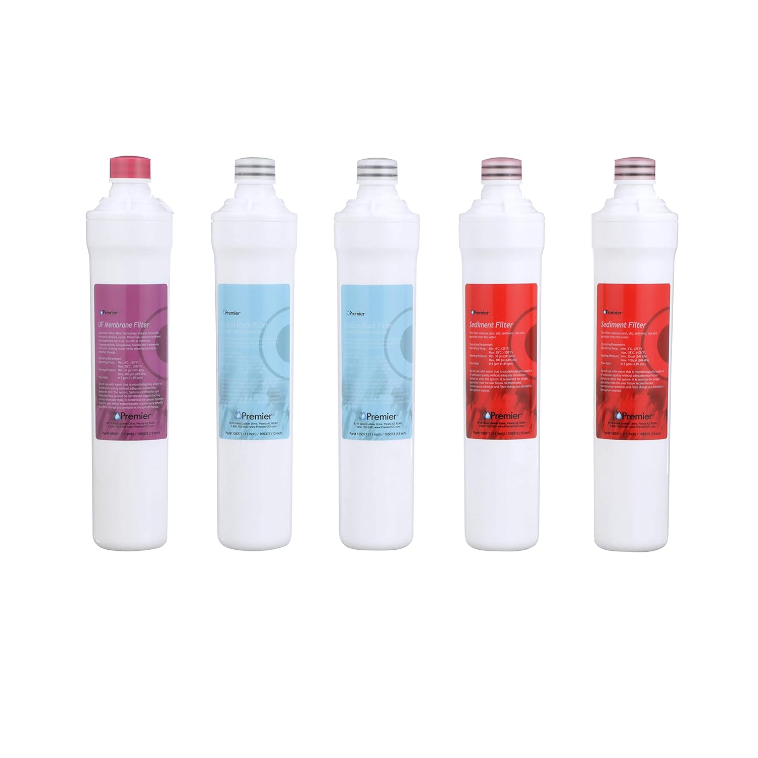 Watts Premier Annual Pure UF-3 5-Pack Filter Kit for 3-Stage Ultra Filtration and RO Pure Reverse Osmosis System, Push Button, 2 Sediment Filters, 2 LVOC Carbon Filters, UF Membrane, WQA Certified : Tools & Home Improvement