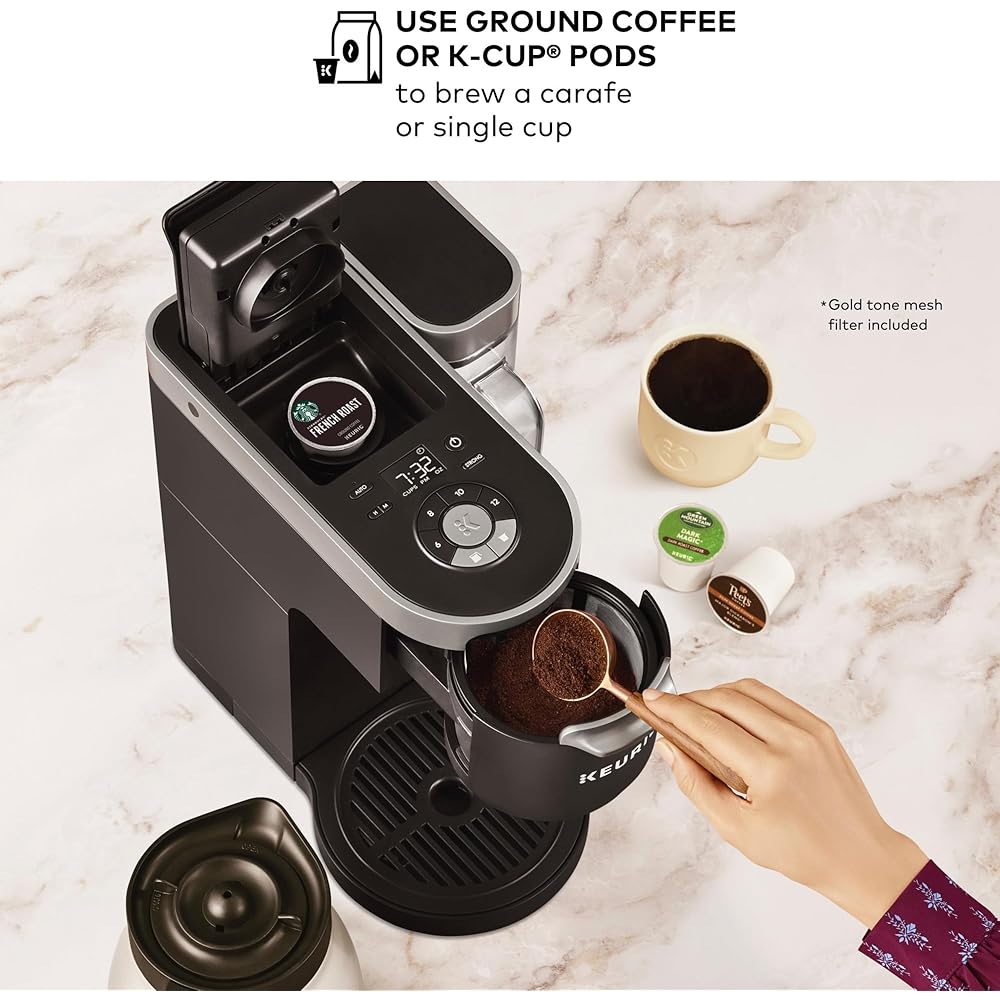 Keurig K-Duo Plus Single Serve & Carafe Coffee Maker, Multi-Position 60oz Removable Reservoir, Programmable Auto Brew Carafe, Black: Home & Kitchen