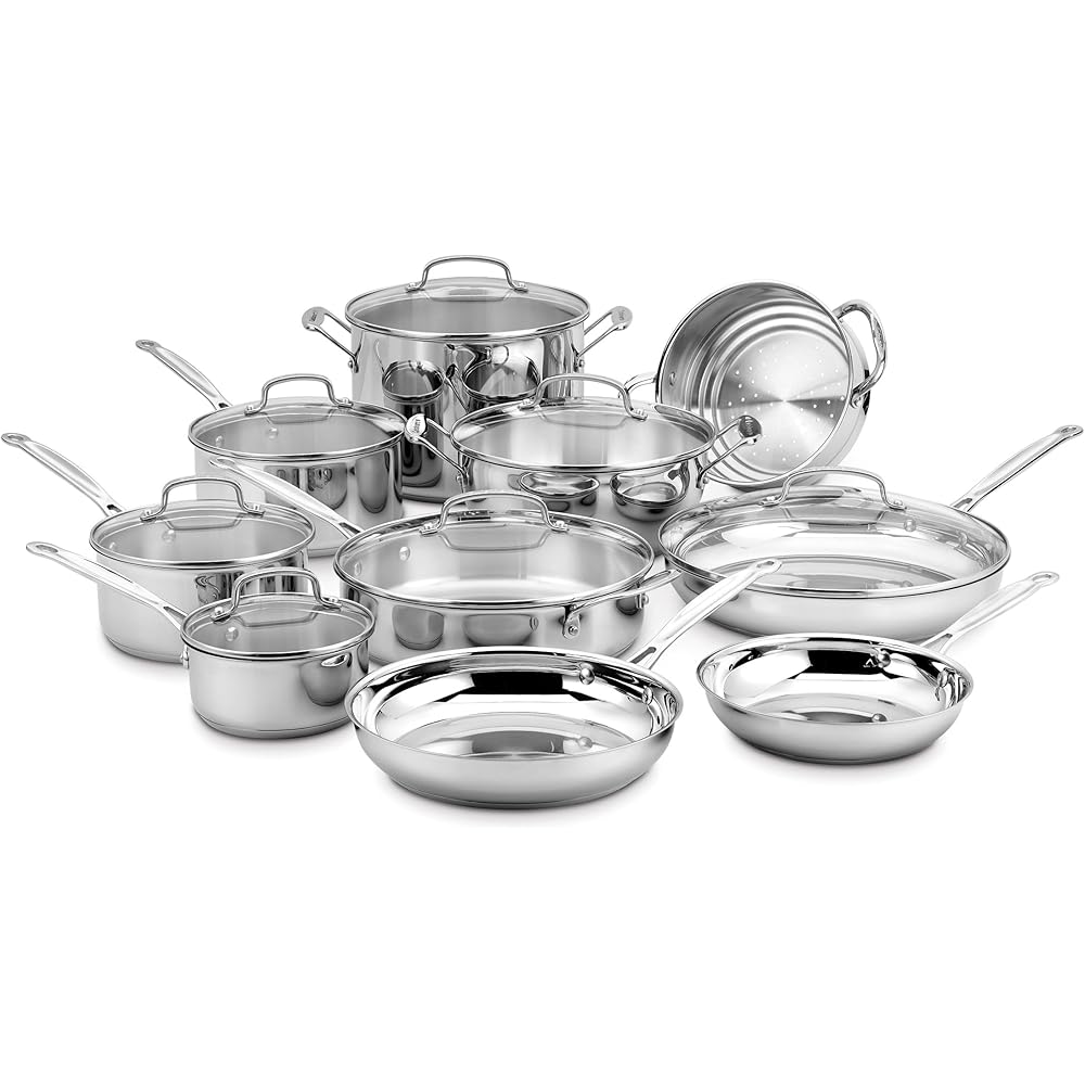 Cuisinart 17-Piece Cookware Set, Chef's Classic Steel Collection 77-17N: Home & Kitchen