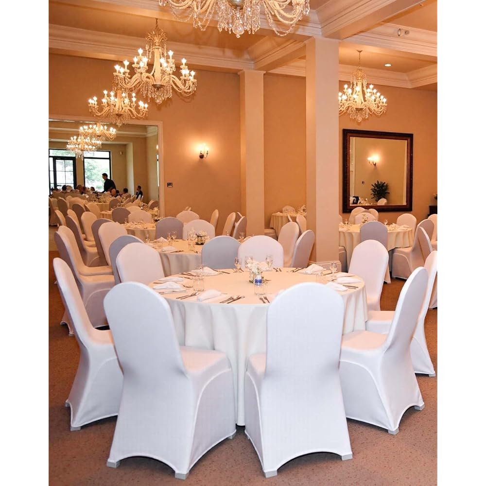 VEVOR 100 Pcs White Chair Covers Polyester Spandex Chair Cover Stretch Slipcovers for Wedding Party Dining Banquet Flat-Front Chair Covers : Home & Kitchen